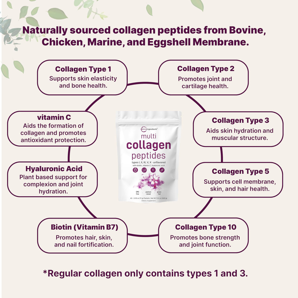 Micro Ingredients Collagen Types I–X represent a full-spectrum daily option.