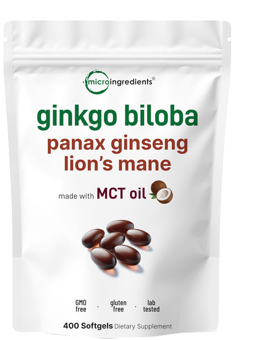 Bottle of Micro Ingredients Ginkgo Biloba & Ginseng 400 softgels