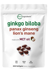 Bottle of Micro Ingredients Ginkgo Biloba & Ginseng 400 softgels