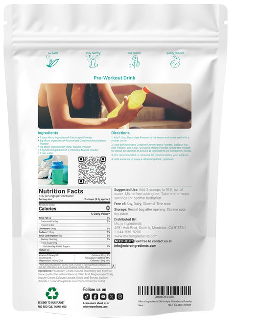 Scooped Electrolyte Powder with natural strawberry kiwi flavor