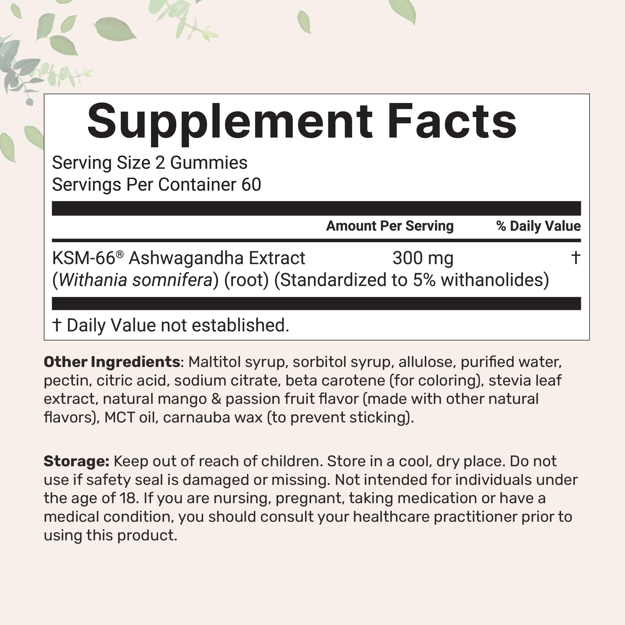 Back label with nutrition facts and ingredients