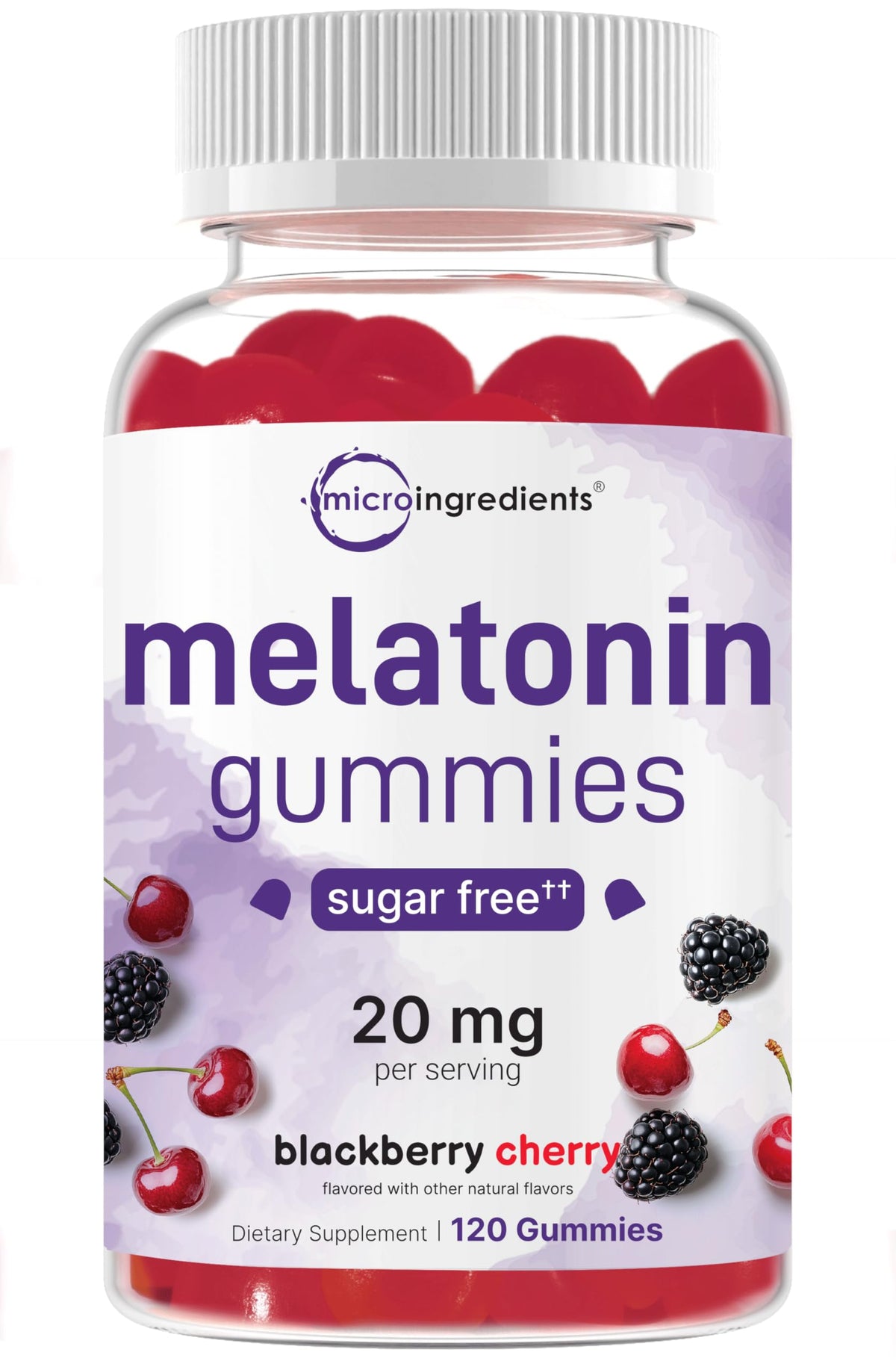 Front view of Micro Ingredients Melatonin Gummies bottle and packaging