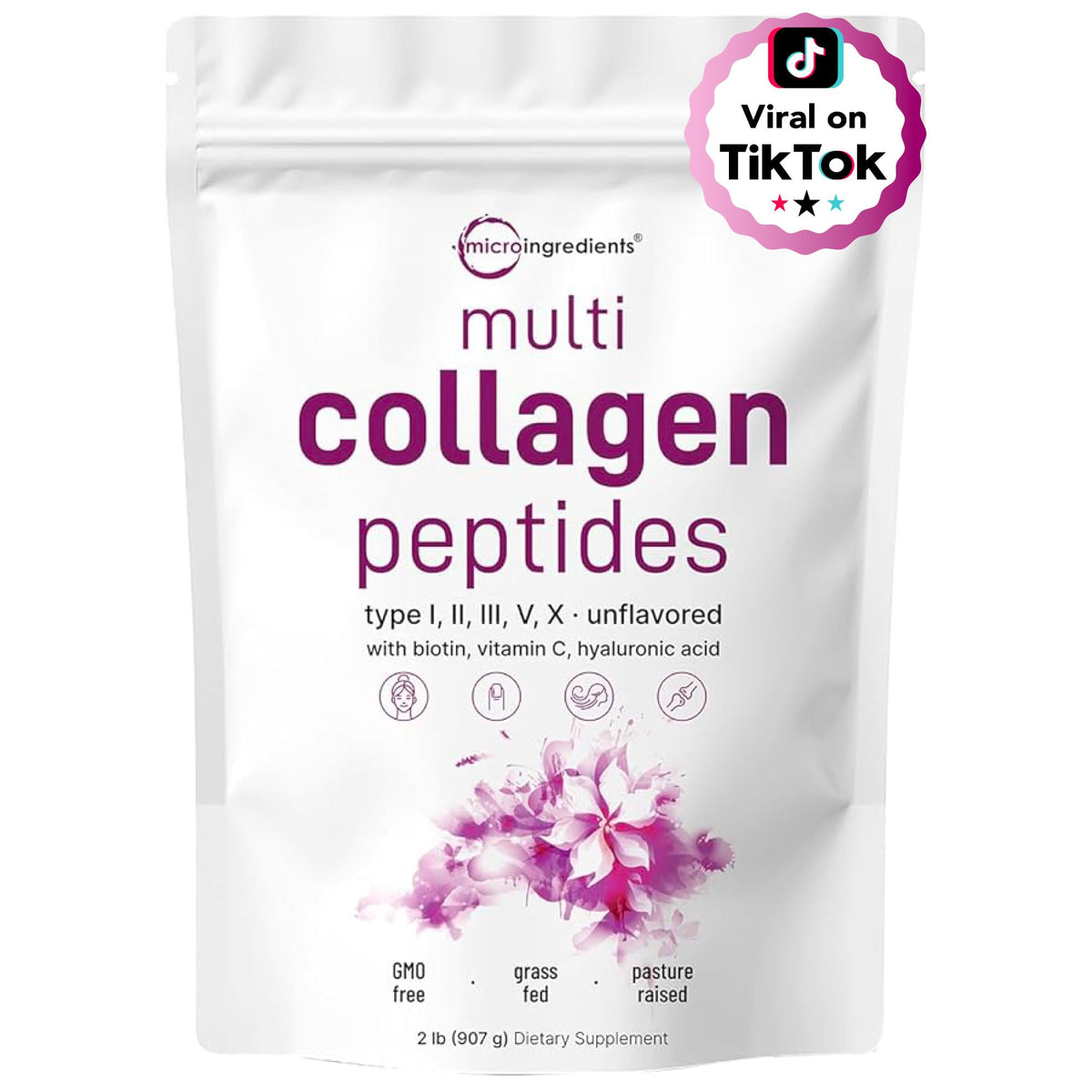 Micro Ingredients multi collagen peptides powder 2lb unflavored