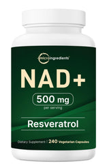 Bottle of Micro Ingredients NAD+ 500mg with Resveratrol 240 veggie capsules
