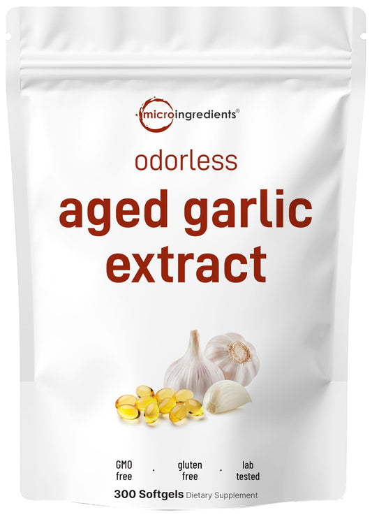 Product front view: Micro Ingredients Odorless Garlic Softgels 300-count