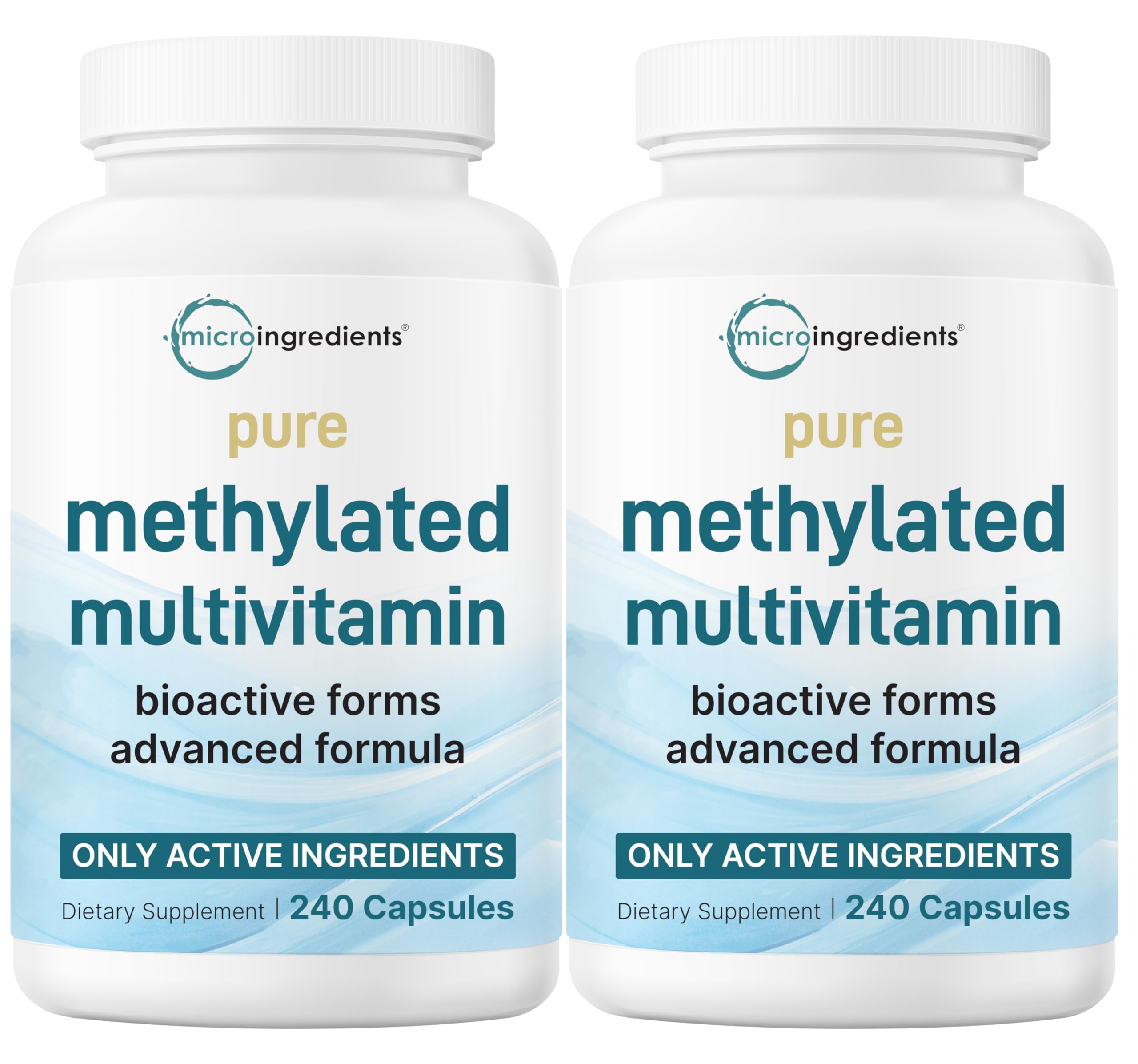 Micro Ingredients pure methylated multivitamin 2-pack bottles for daily wellness support.