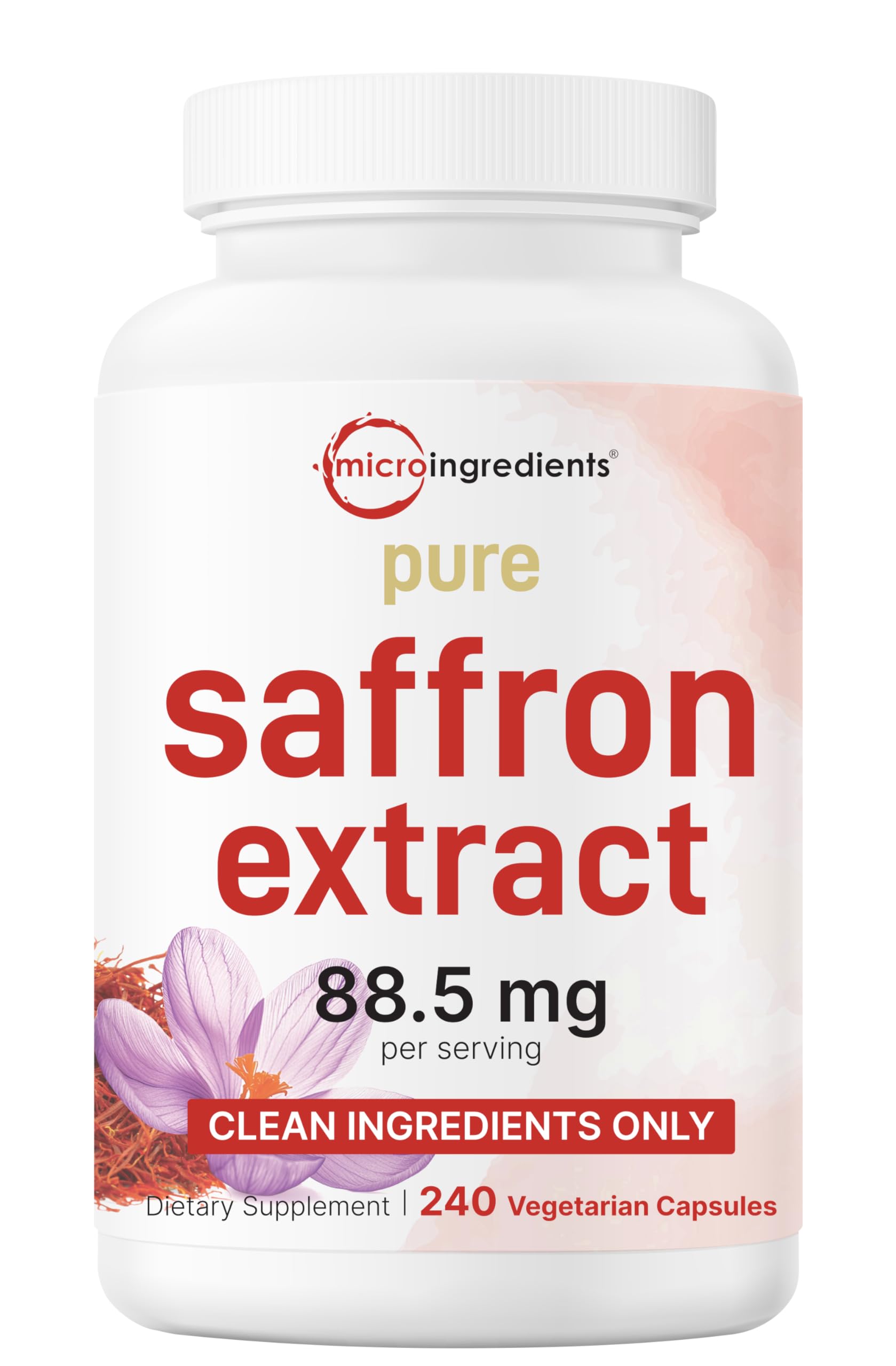 Pure saffron extract capsules bottle