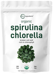 Bottle of Micro Ingredients spirulina and chlorella tablets, 720-count