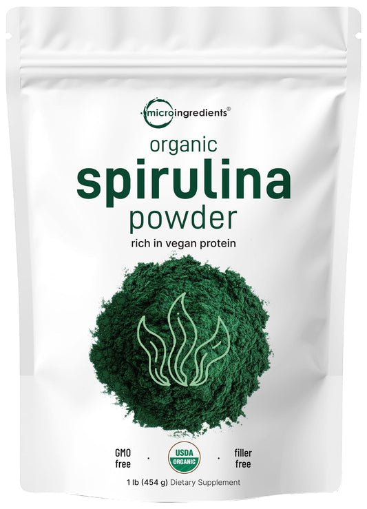 Micro Ingredients Organic Spirulina Powder 1lb packaging