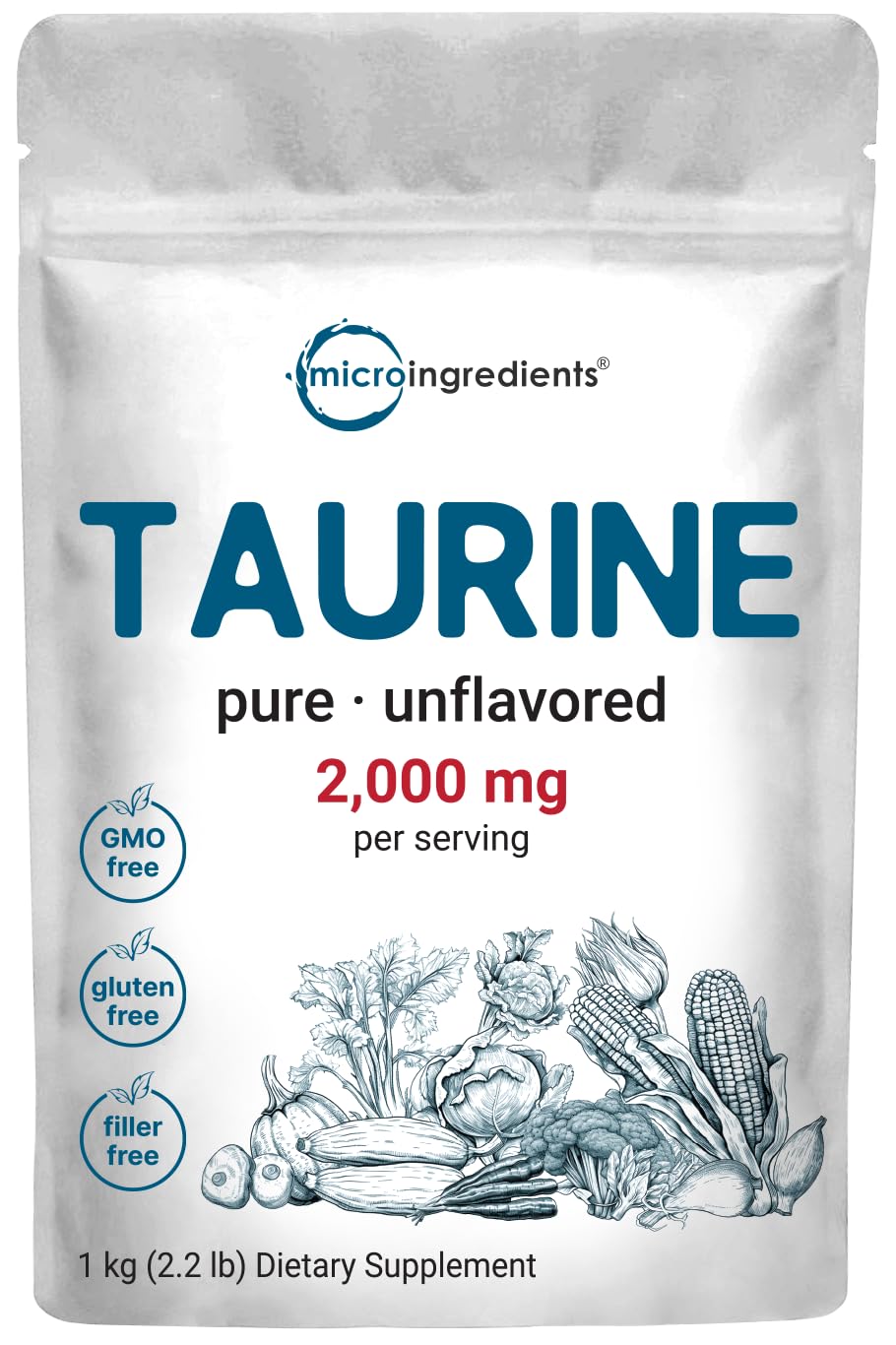 Micro Ingredients Taurine Powder 1kg pouch