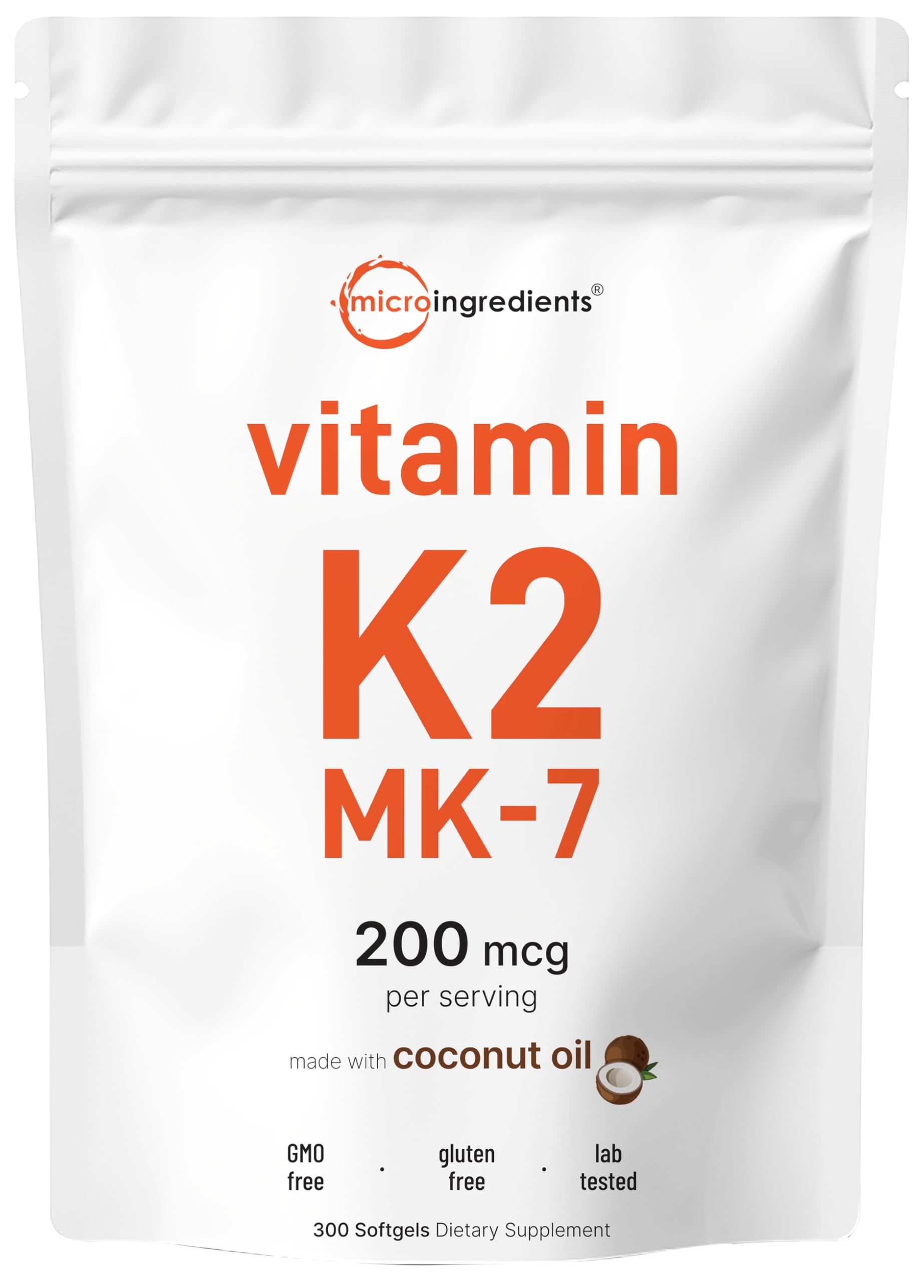 Vitamin K2 MK-7 softgels with coconut oil carrier