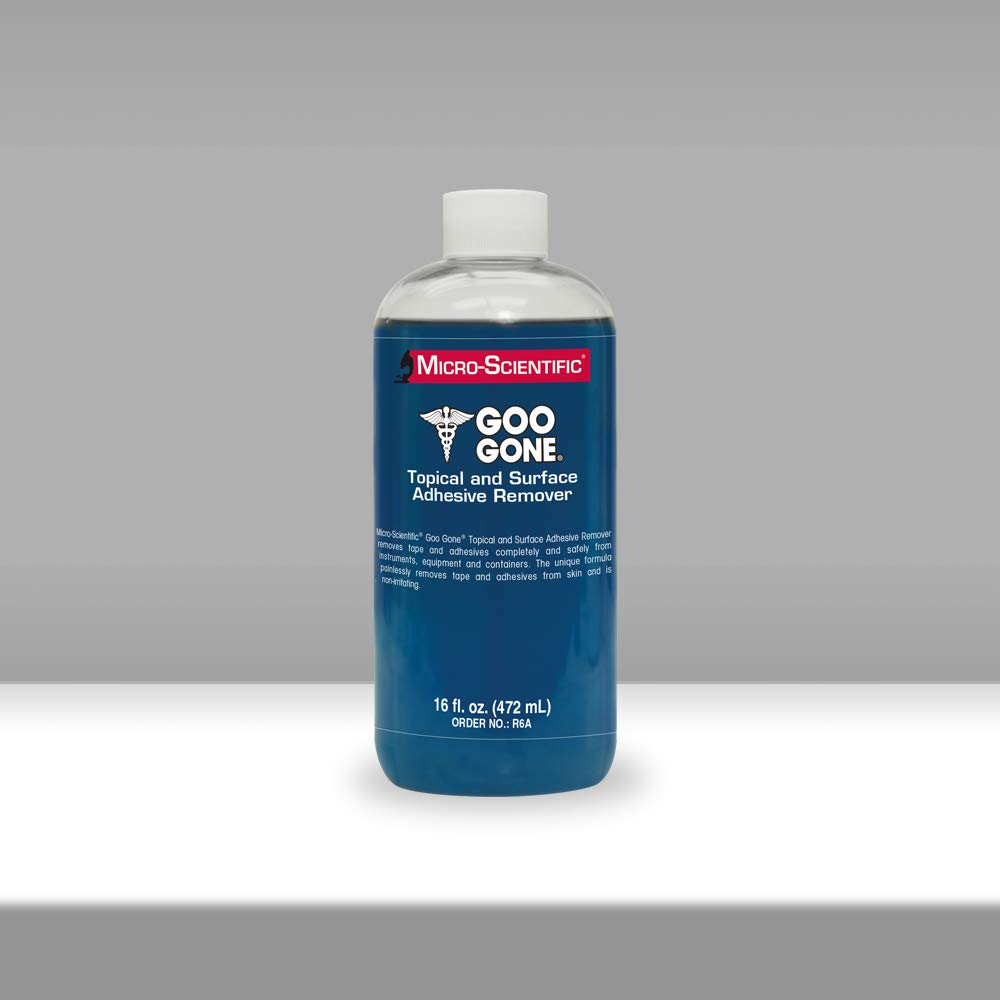 Micro-Scientific Goo Gone topical remover edge of tape safely lifts adhesive without irritation