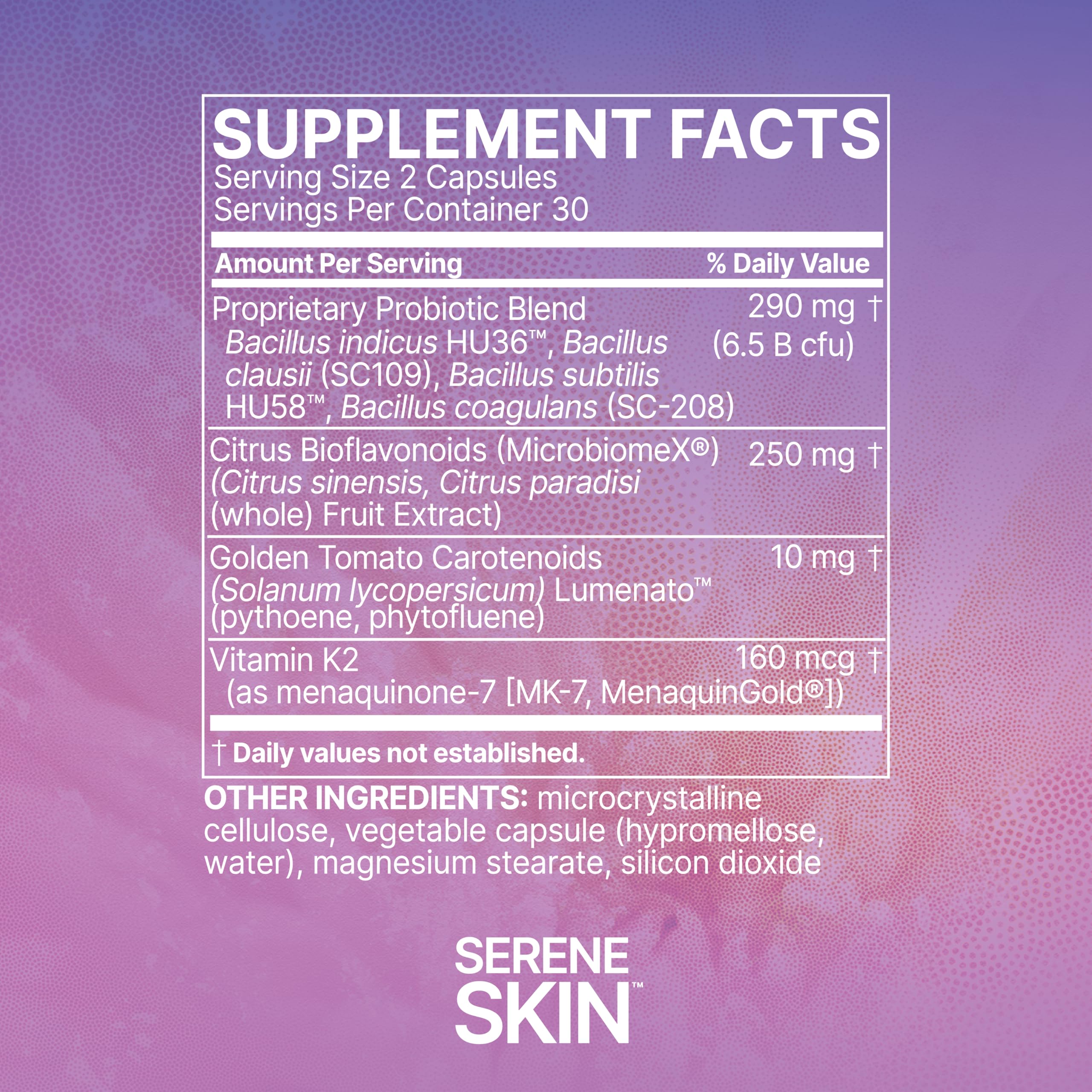 Microbiome Labs SereneSkin spore probiotic blend capsules ready for daily routine.