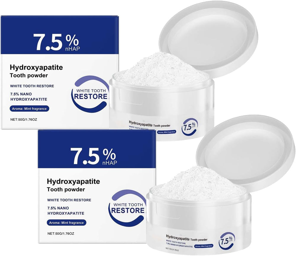 Close-up of microcrystalline hydroxyapatite toothpaste powder texture