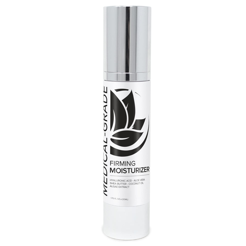 Microderm GLO Firming Moisturizer bottle closeup showing hydrating formula.