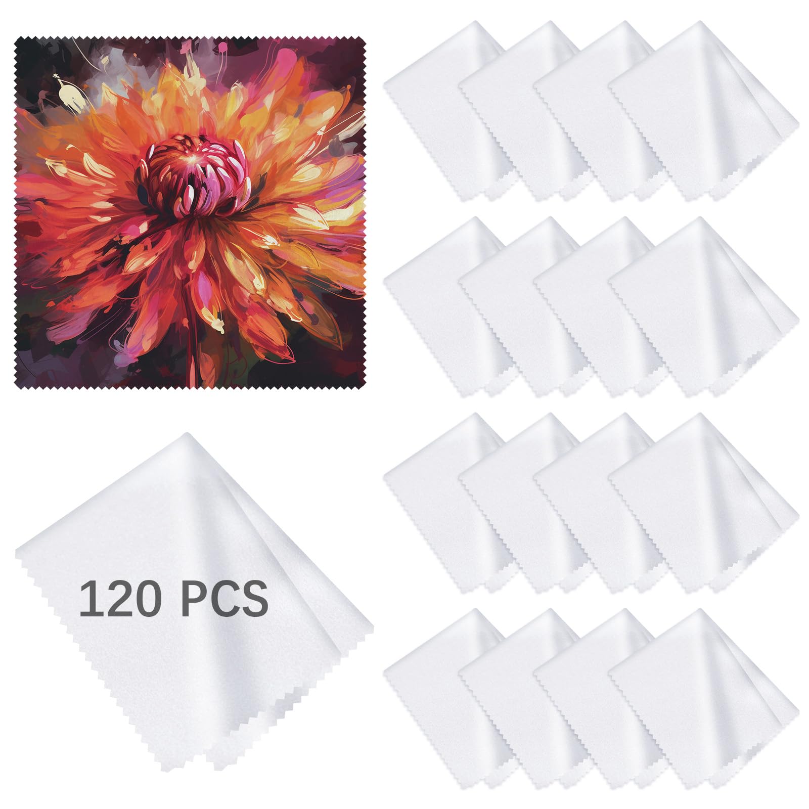 White 5.5x5.5 inch microfiber cleaning cloth for glasses – bulk 120 pack