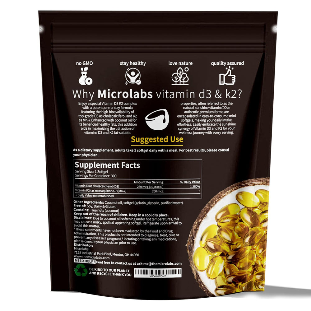 Label of MicroLabs D3 K2 supplement