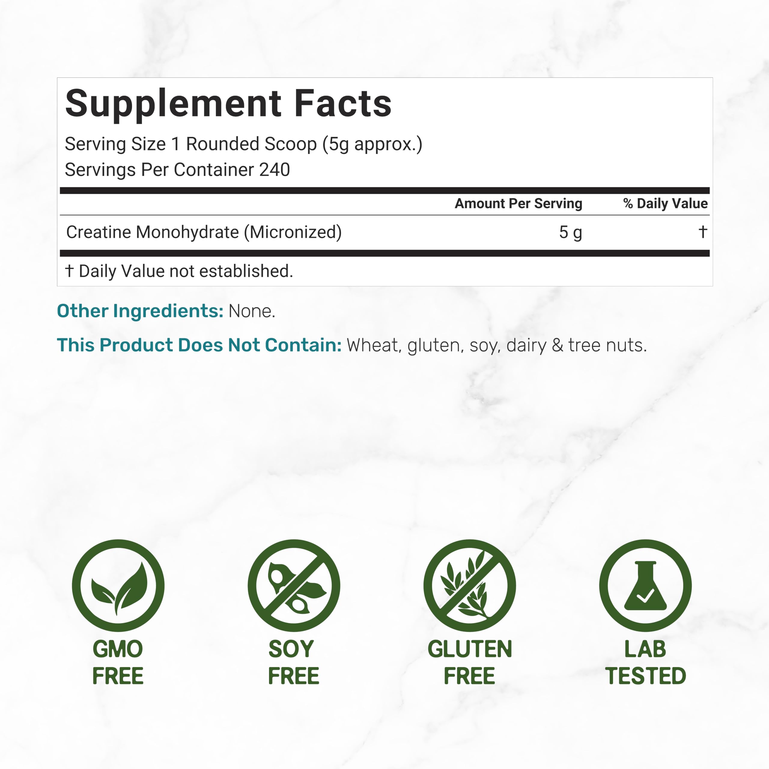Micronized unflavored creatine monohydrate powder