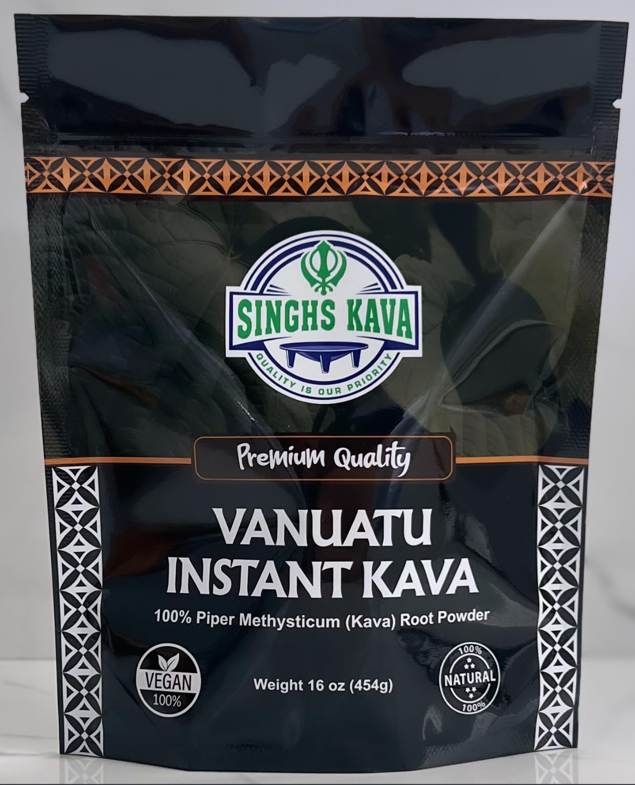 16oz Borongoru kava powder bag labeled Vanuatu Borongoru