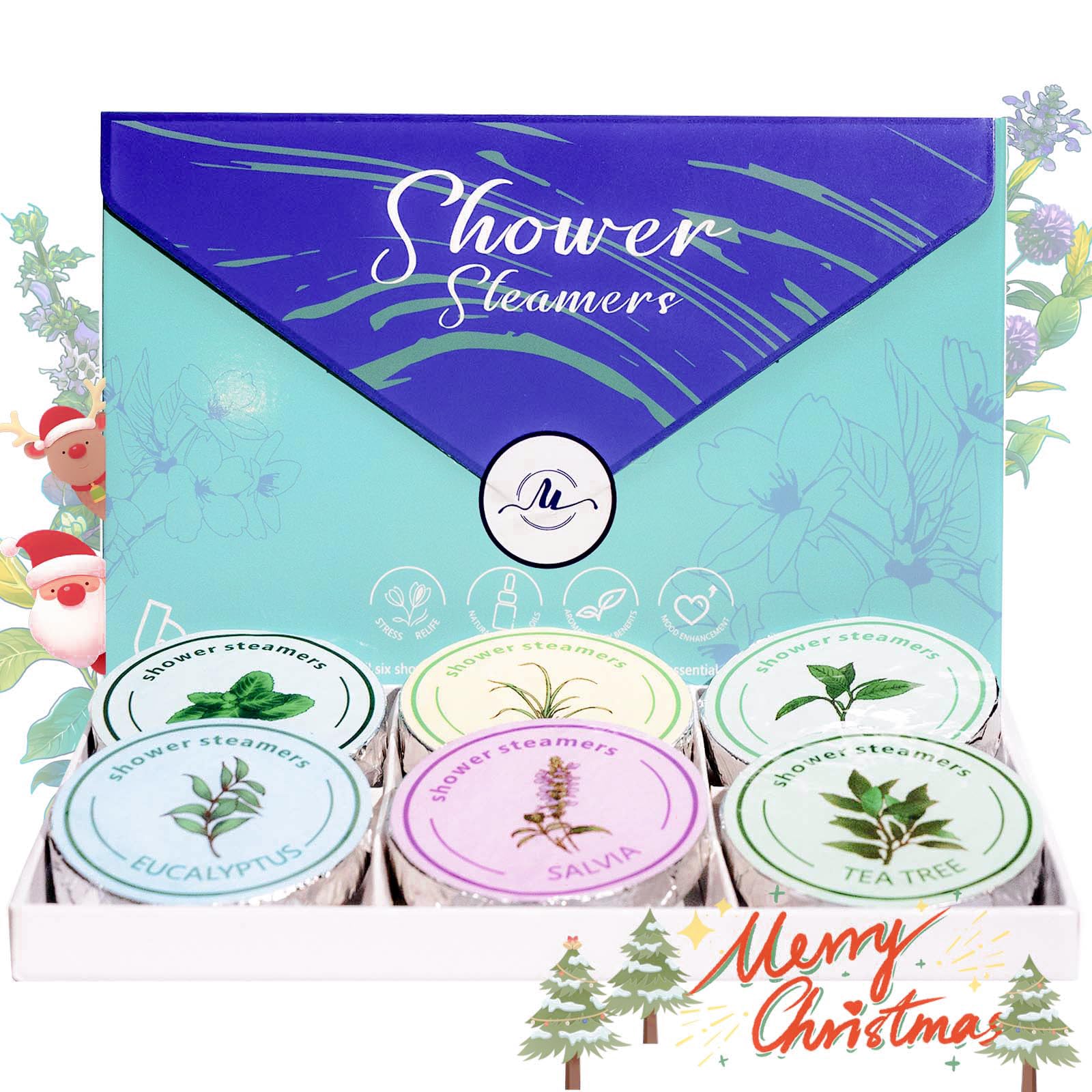 Midlaso shower steamers with blue packaging for a calming spa moment at home