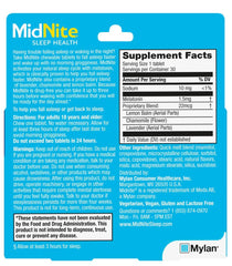 MidNite sleep aid packaging with ingredients label