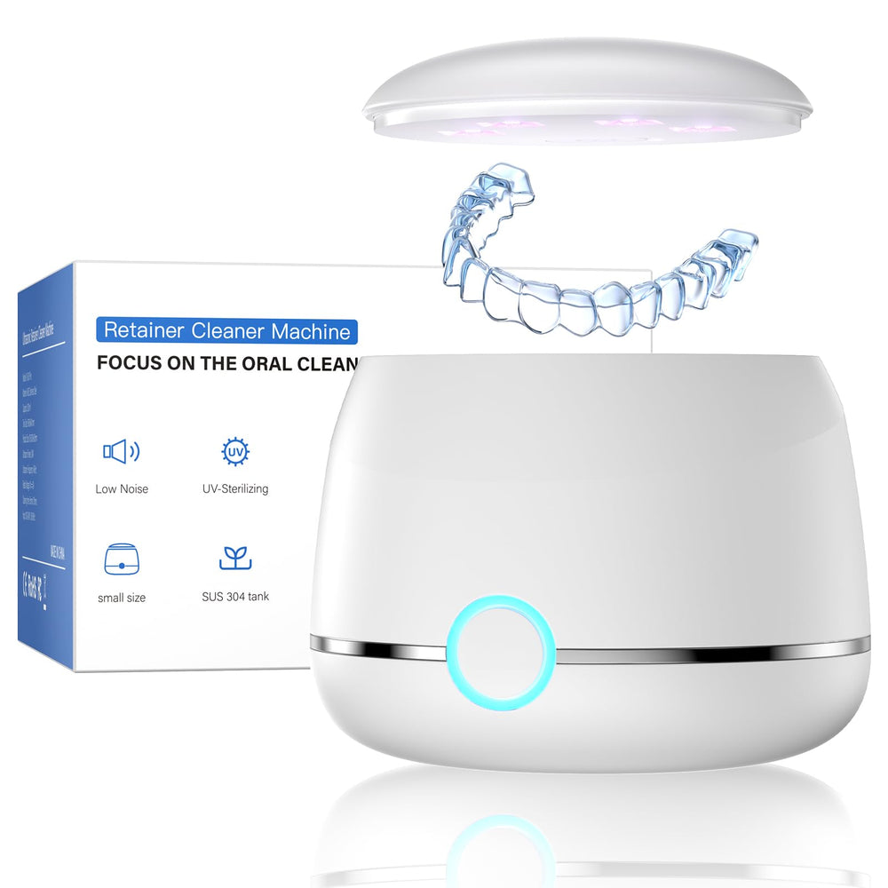 Front view of Midomi Ultrasonic Retainer Cleaner with 200ml cleaning pod