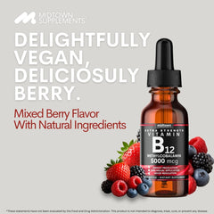 Label of Midtown Supplements B12 5000 mcg vegan formula