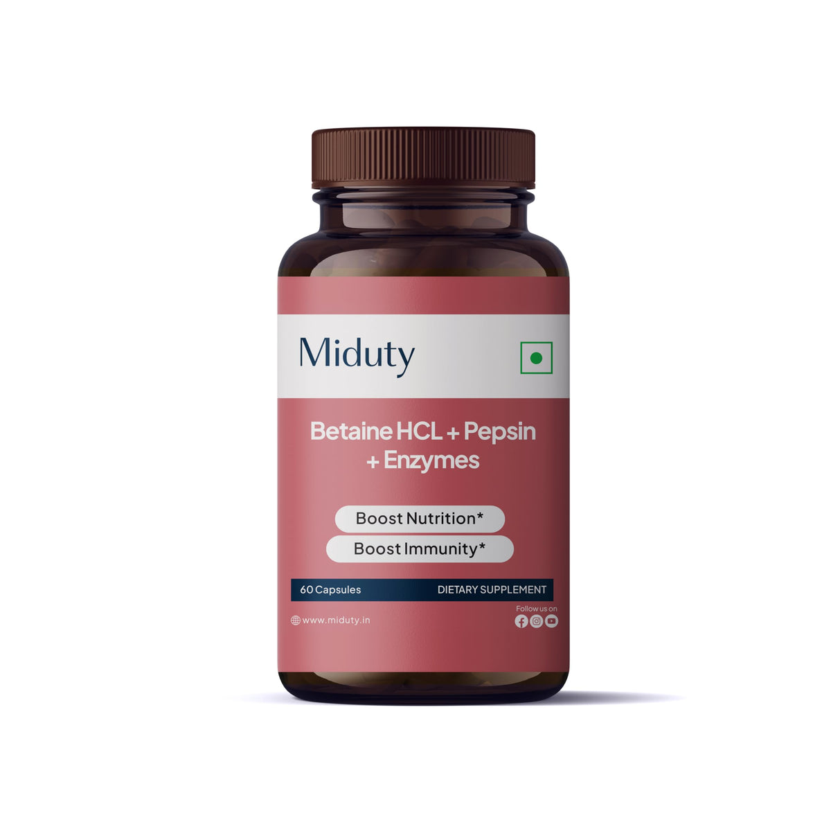 Miduty by Palak Notes Betaine HCl + Pepsin bottle