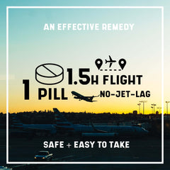 Usage instructions showing chewable tablets for flight moments
