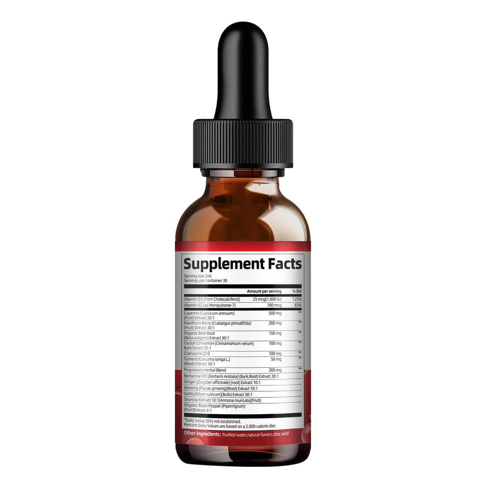 Glass with Cayenne Pepper Drops beside the bottle
