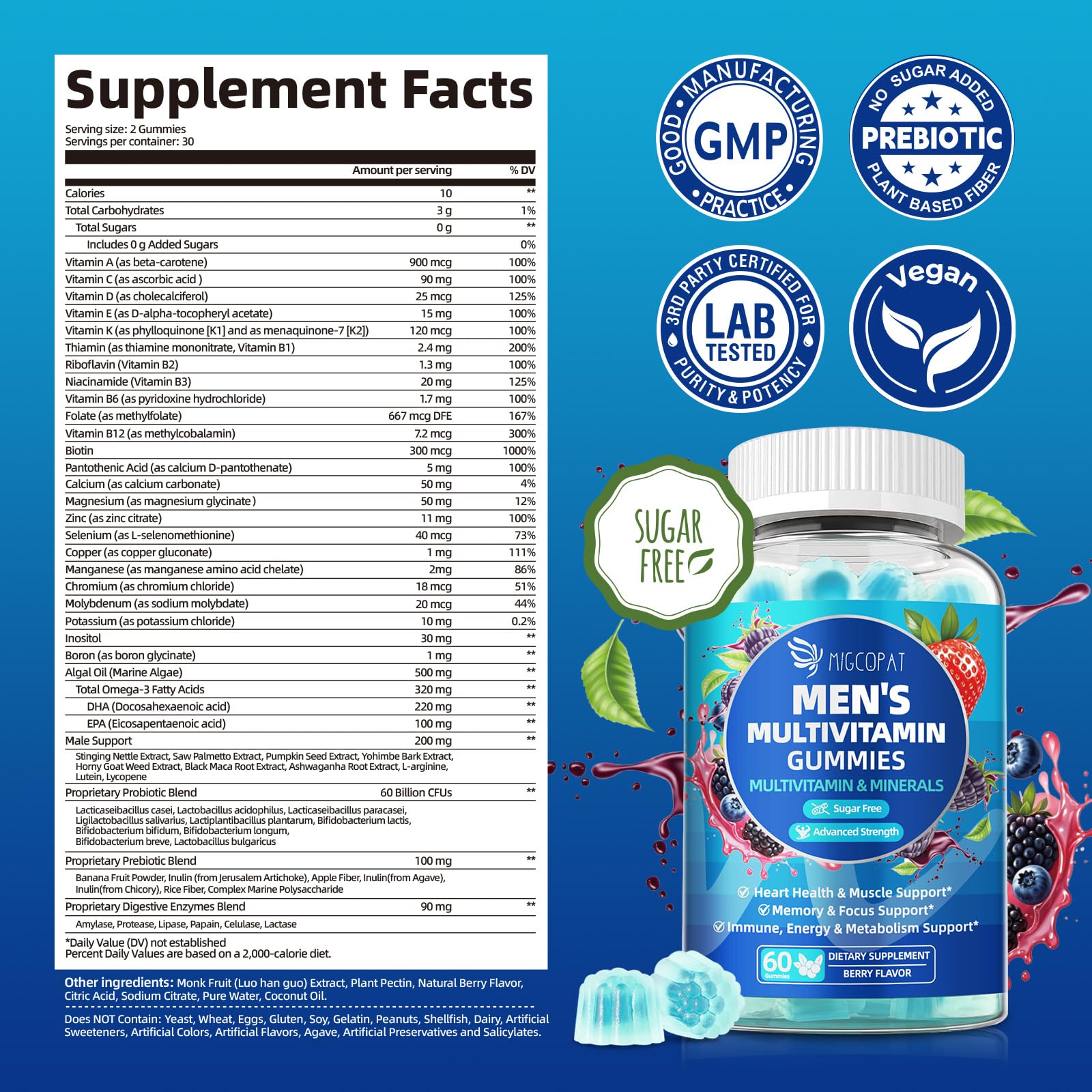 Close-up of Migcopat Men Berry Gummies
