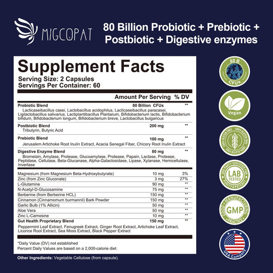 Close-up of 80 Billion CFU Probiotics badge on packaging