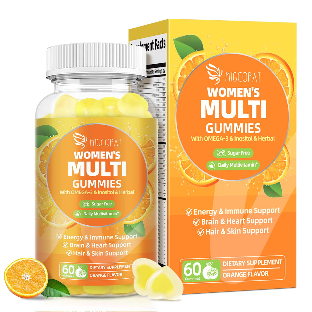 Bottle of Migcopat Women's Multivitamin Gummies with Omega-3 and Inositol