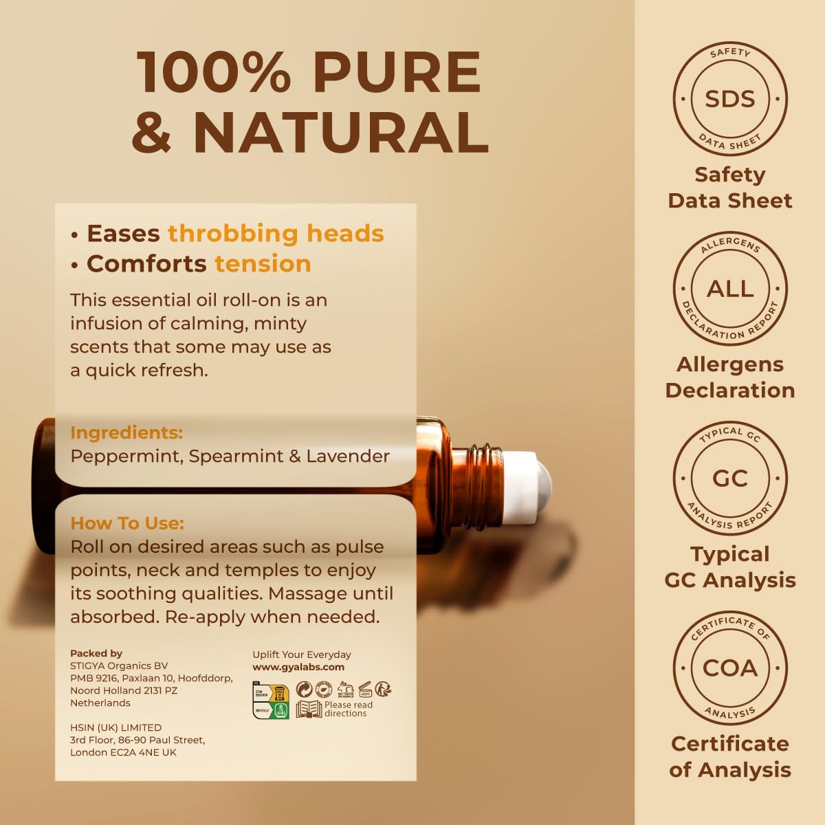 Packaging and label of Migraine Manager essential oil