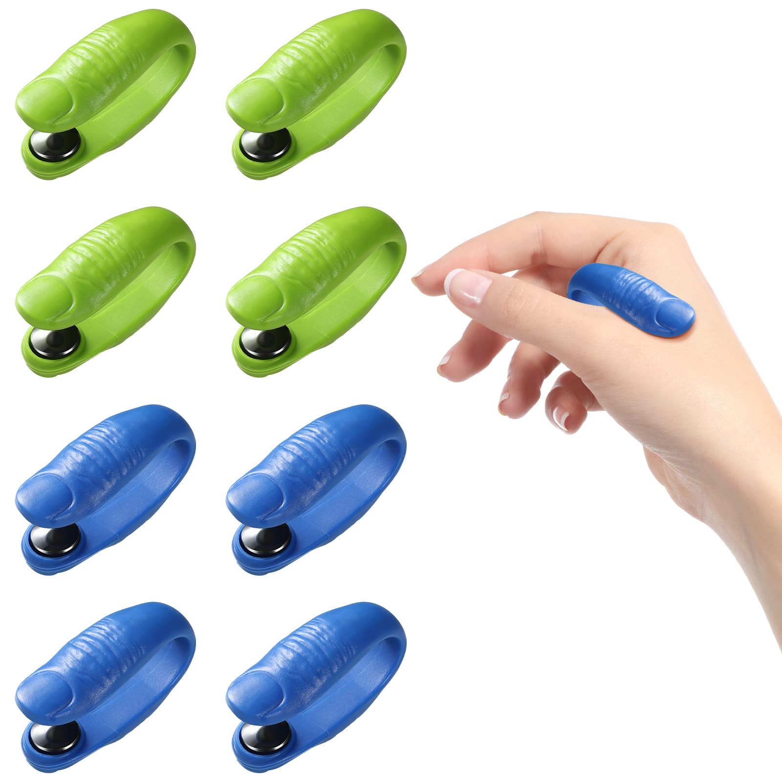 Set of 8 migraine relief clips in green and blue colors
