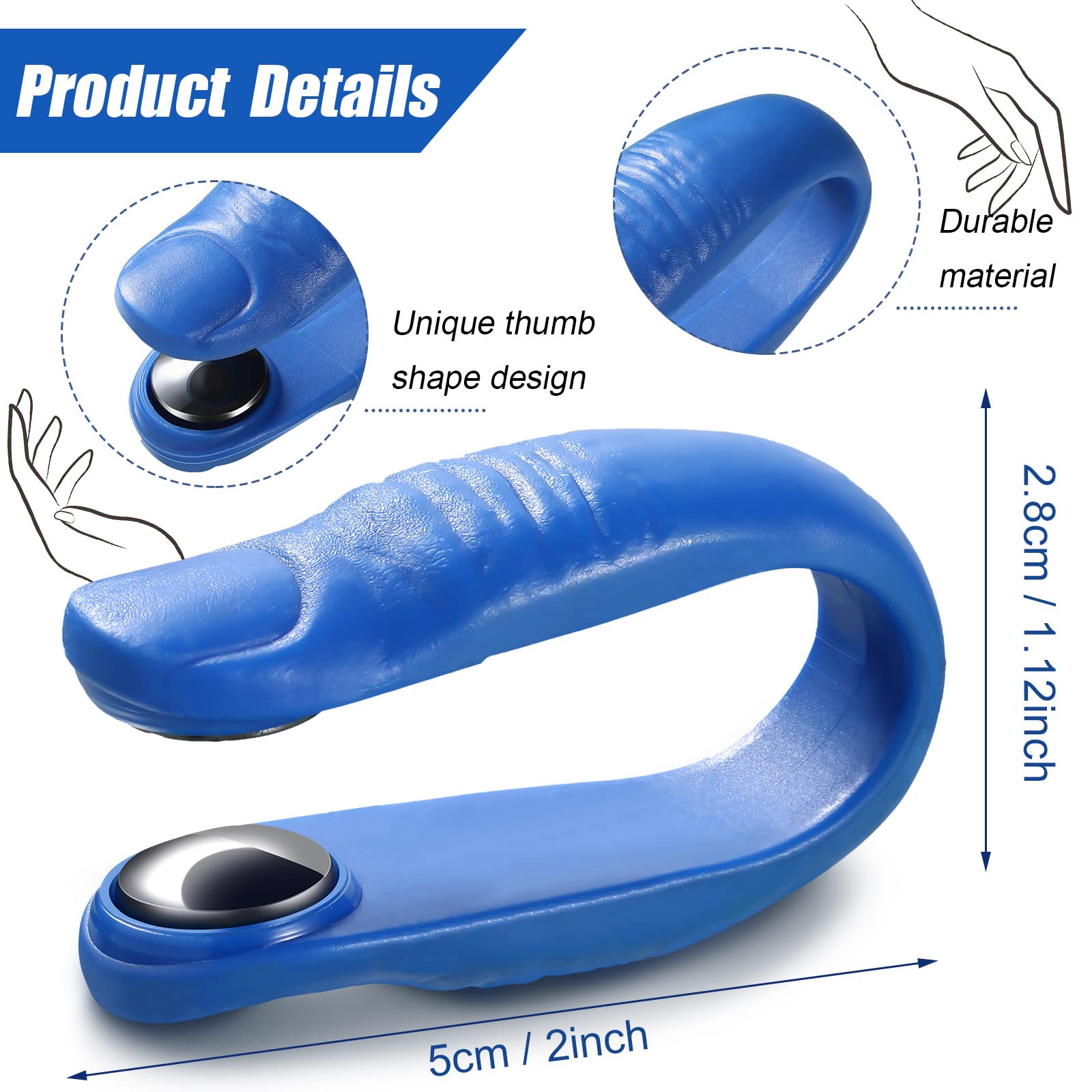 Close-up of migraine relief clip showing grip and magnetic thumb