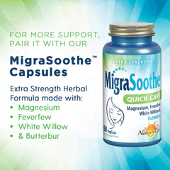 Ingredients label and purity seal of MigraSoothe essential oil roll-on