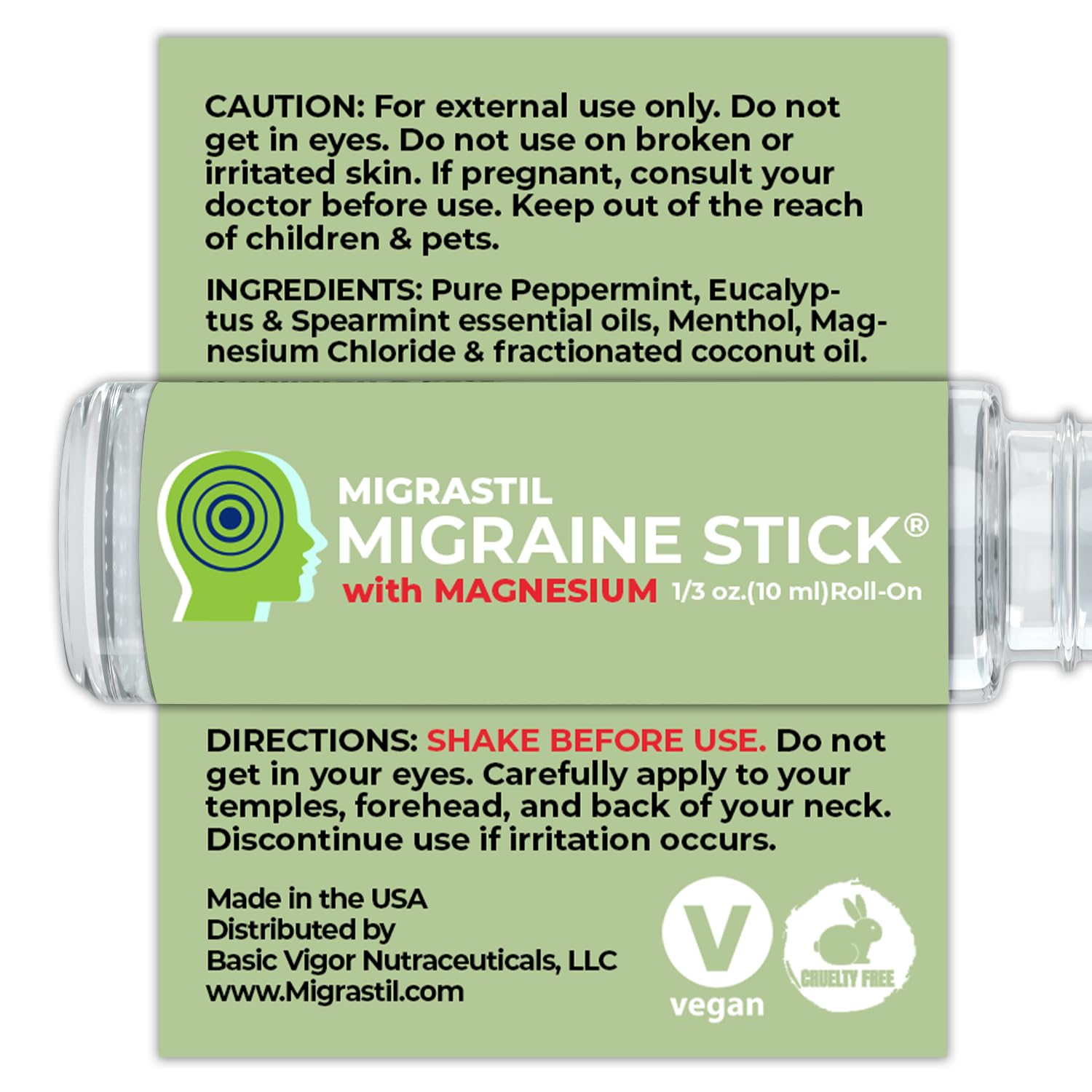 MIGRASTIL Migraine Stick being rolled onto the temple