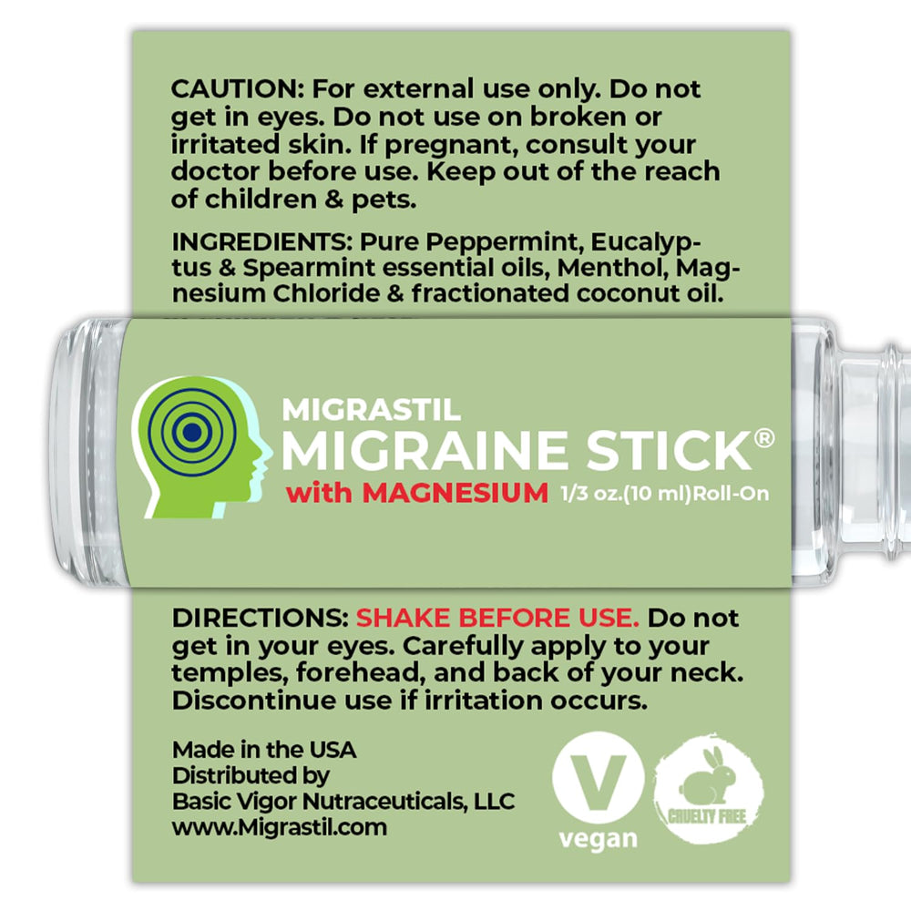 MIGRASTIL Migraine Stick being rolled onto the temple