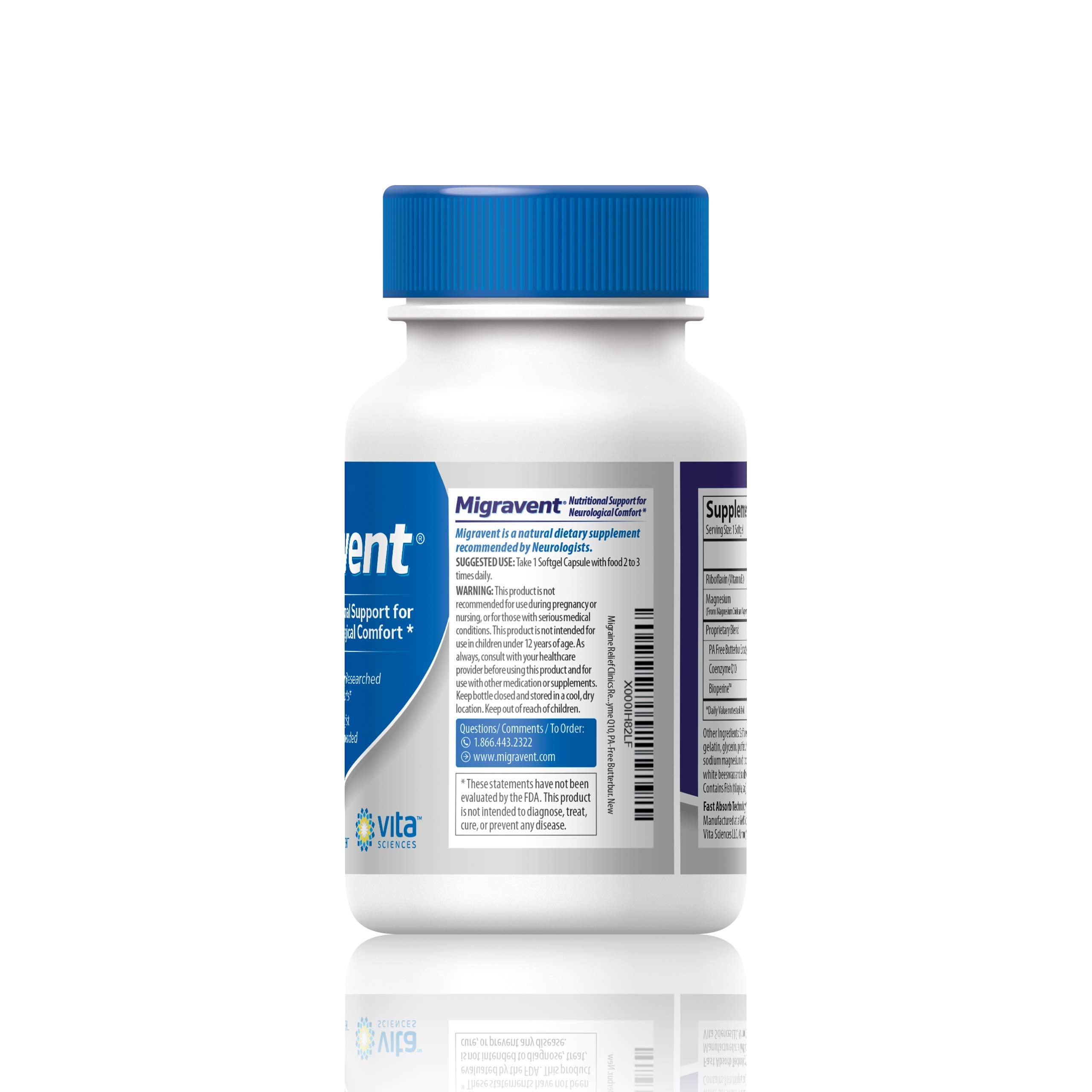 Butterbur PA-Free label on Migravent packaging emphasizing natural sourcing