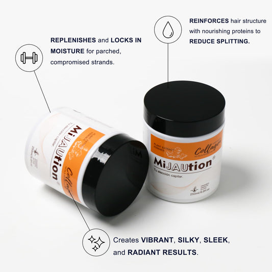 Applying Mijaution collagen hair mask for deep conditioning at home