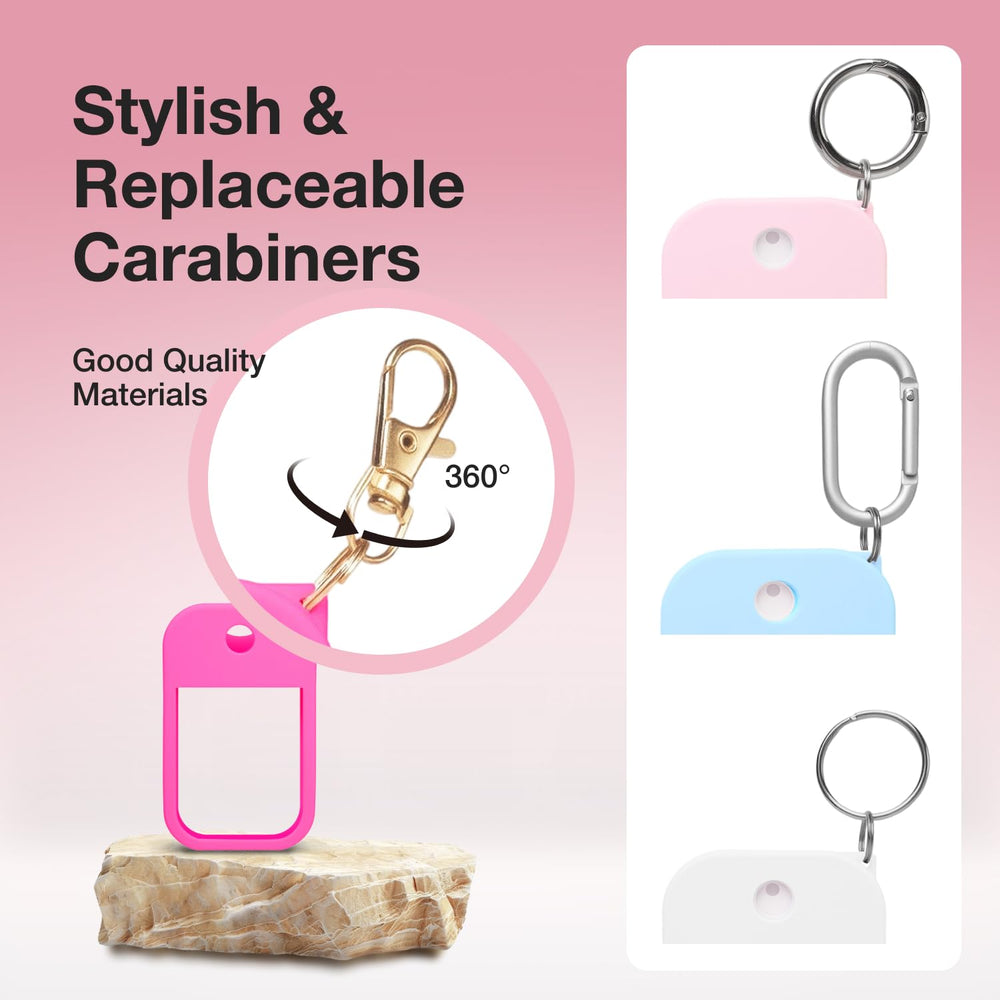 MILASONUS silicone case with carabiner clip shown for bags and keys.