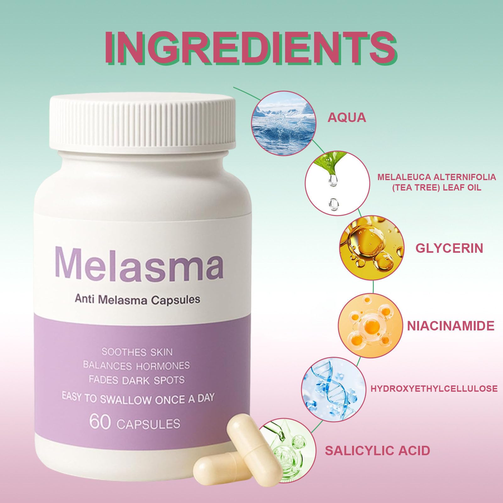 MILIZHIWU Melanina anti-melasma capsule bottle with label