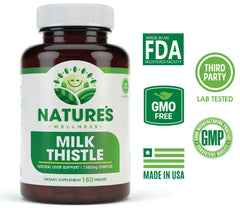 Milk Thistle bottle back label with ingredients