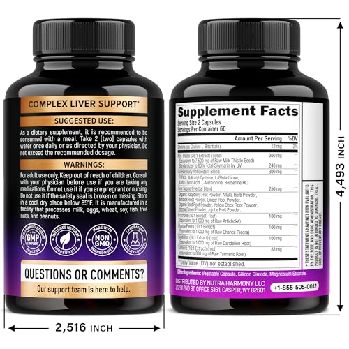Milk thistle with 80% silymarin, organic and USA-made capsules
