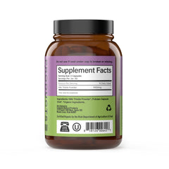 Close-up of milk thistle capsules with 500 mg per capsule
