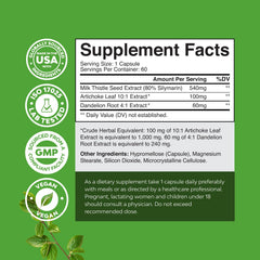 Milk thistle capsules with dandelion root and artichoke extract