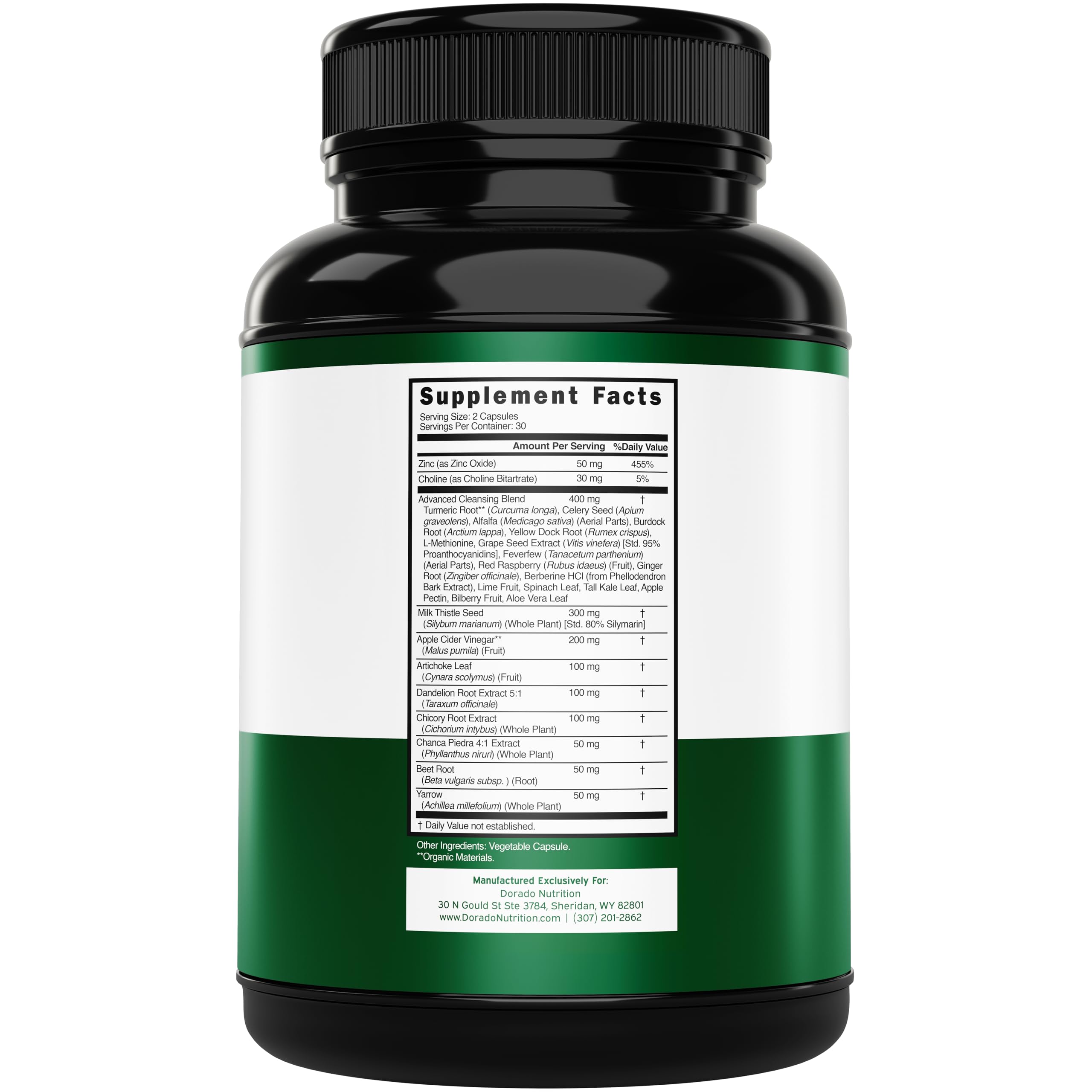 Milk thistle, dandelion root, turmeric and artichoke extract ingredients
