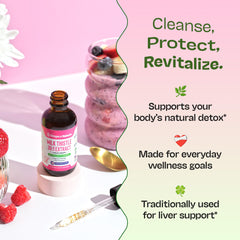Nutrition label on Milk Thistle Drops bottle (Mixed Berry, 60 mL)