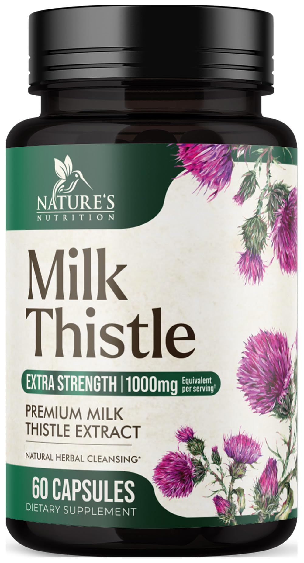 Milk Thistle Extract 1000mg bottle - front view
